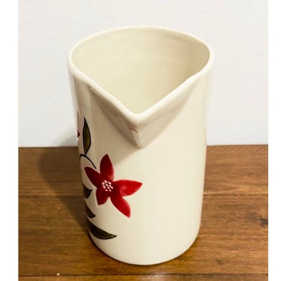 NWT: Terrain - Beige Florals Ceramic Pitcher (50 oz capacity) - Picture 3 of 4